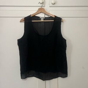 Notations Sheer Black Sleeveless Tank Top XL Lightweight Layering Blouse